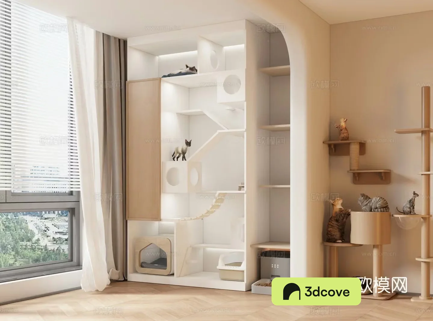 Modern cat crawler cat nest cat feeder pet cabinet