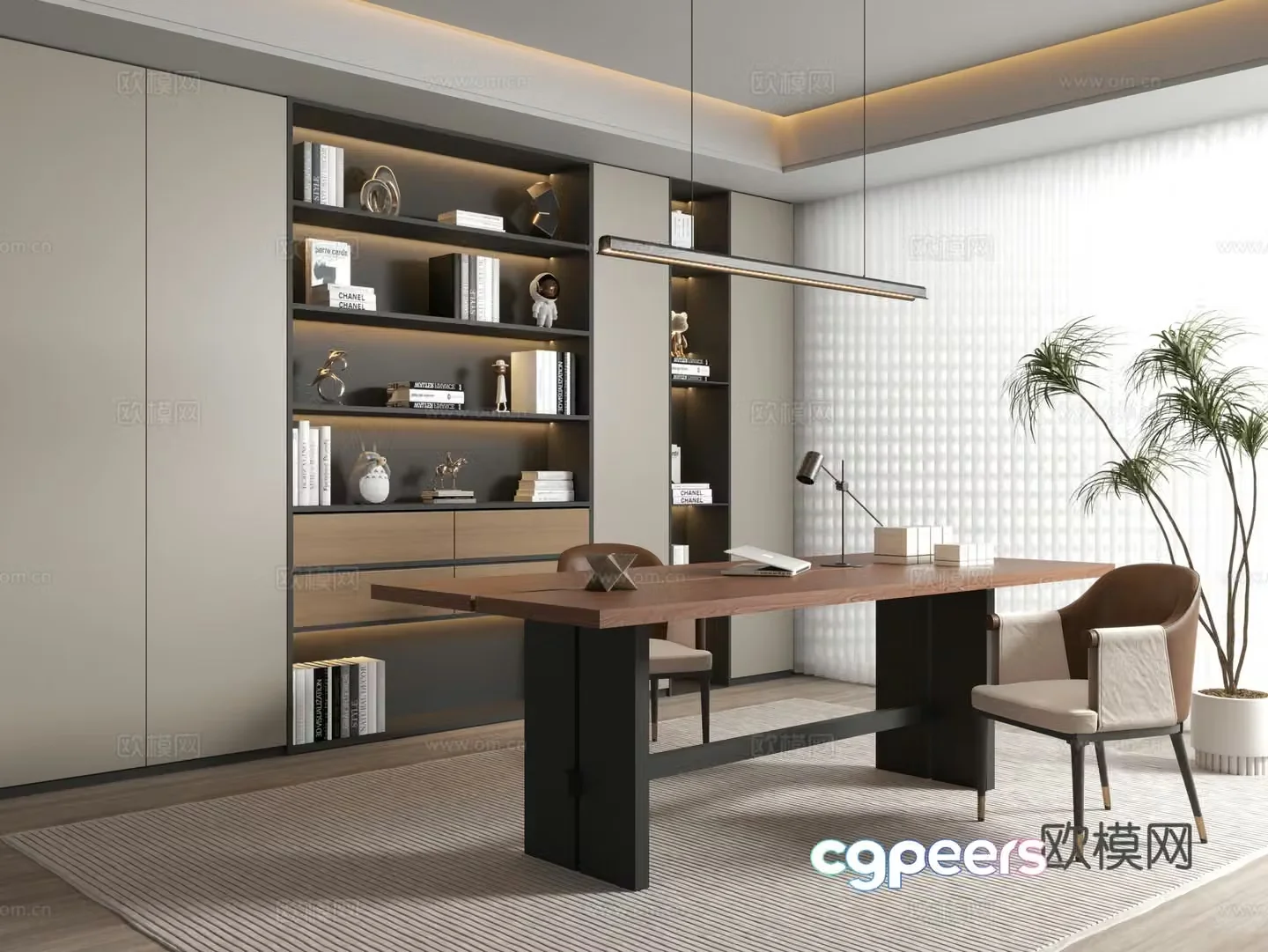 Modern study room 3d model