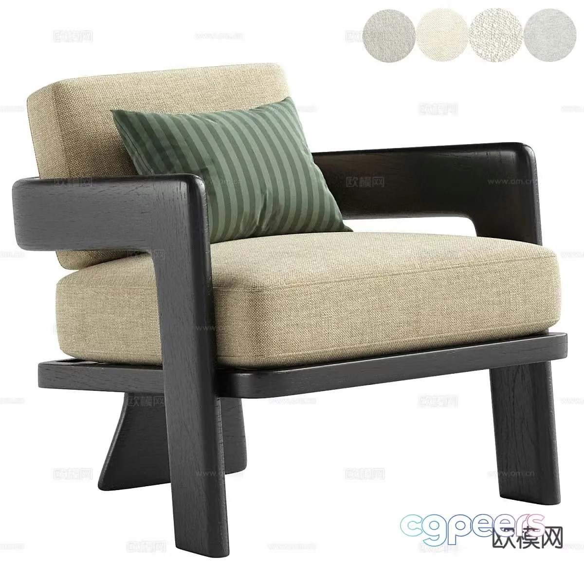 Modern sofa chair fabric leisure chair 3d model