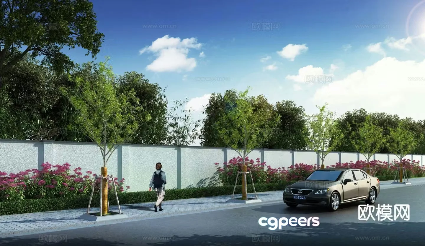 Modern road landscape 3d model