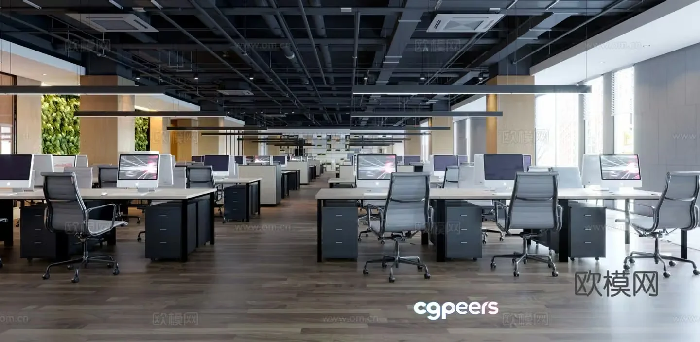 Public office area office 3d model