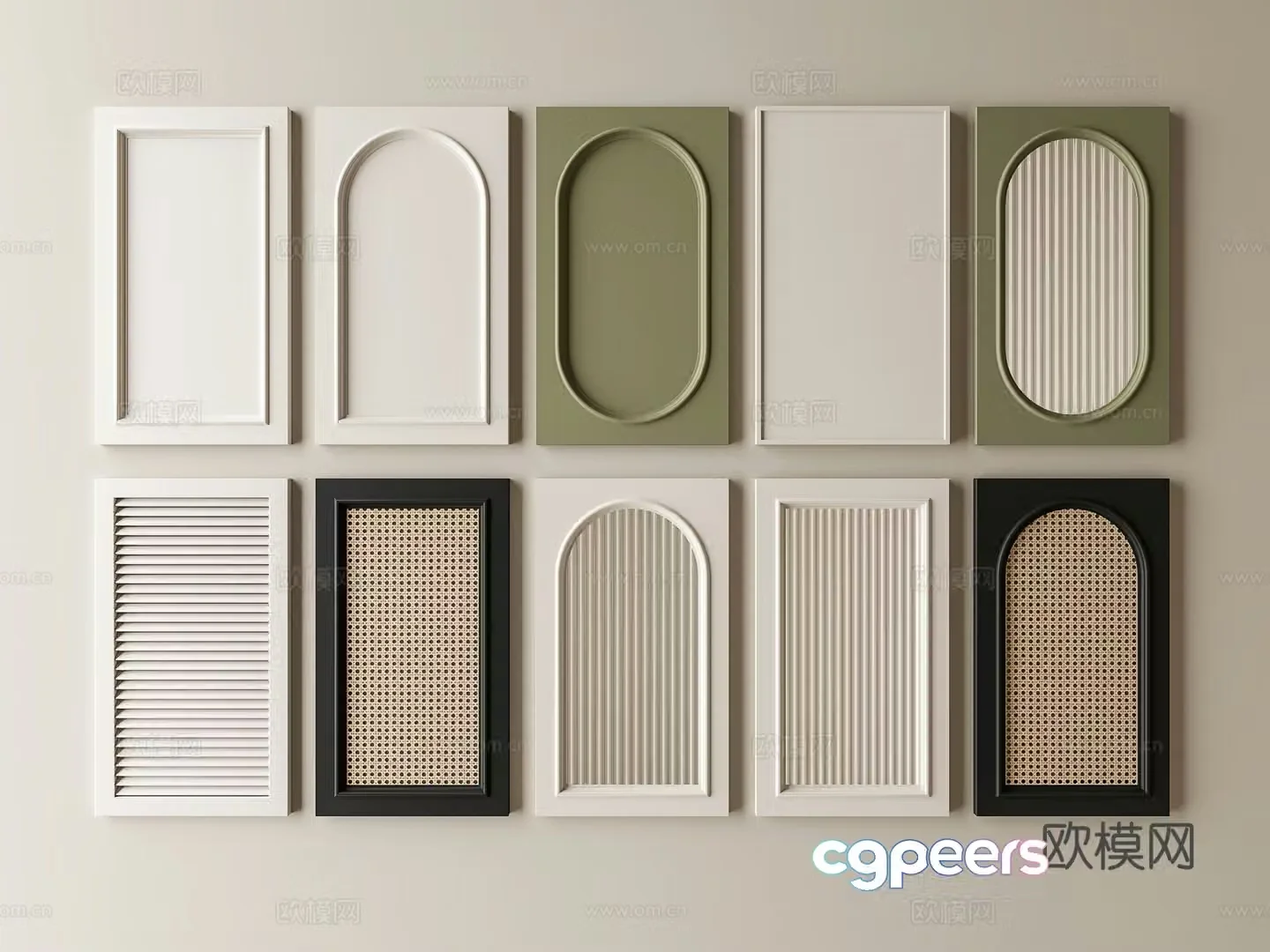 French cabinet door door panel rattan door shutter door 3d model