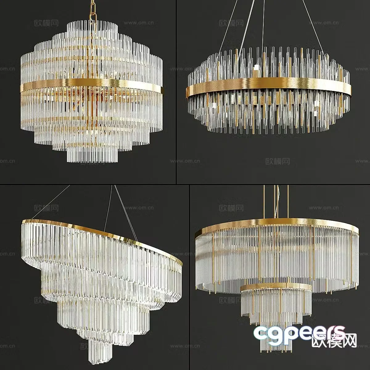Light luxury crystal chandelier 3d model