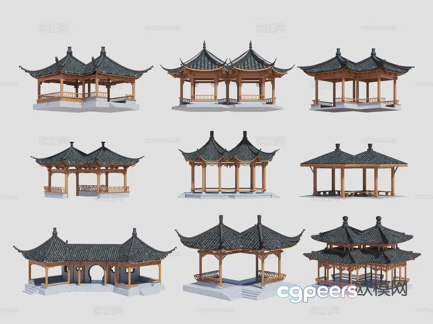 Chinese half pavilion pavilion moon cave gate pavilion landscape pavilion Suzhou garden pavilion Su style pavilion ancient building pavilion 3D model