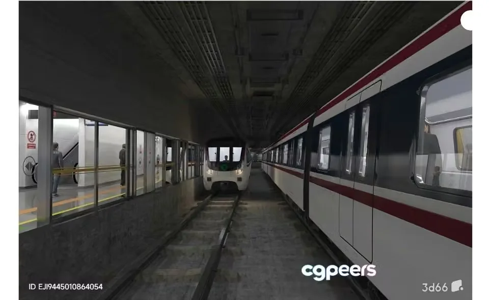 A Train Station With A Train 3D Model – 3661 – VRAY Render