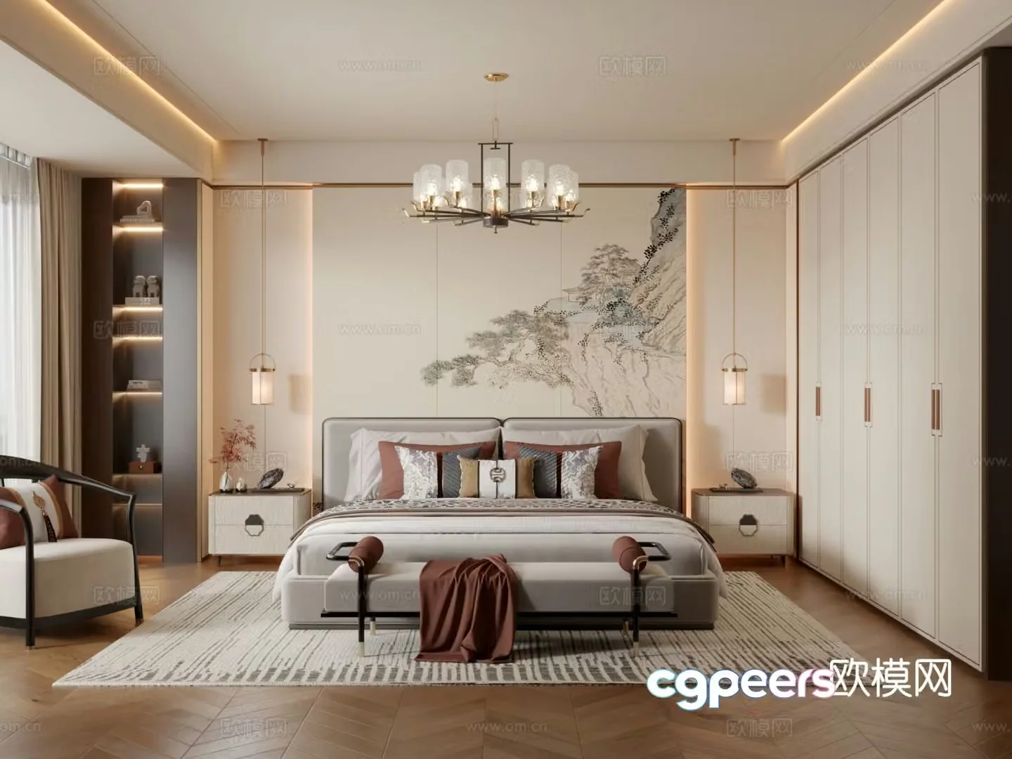 New Chinese style bedroom master bedroom 3d model