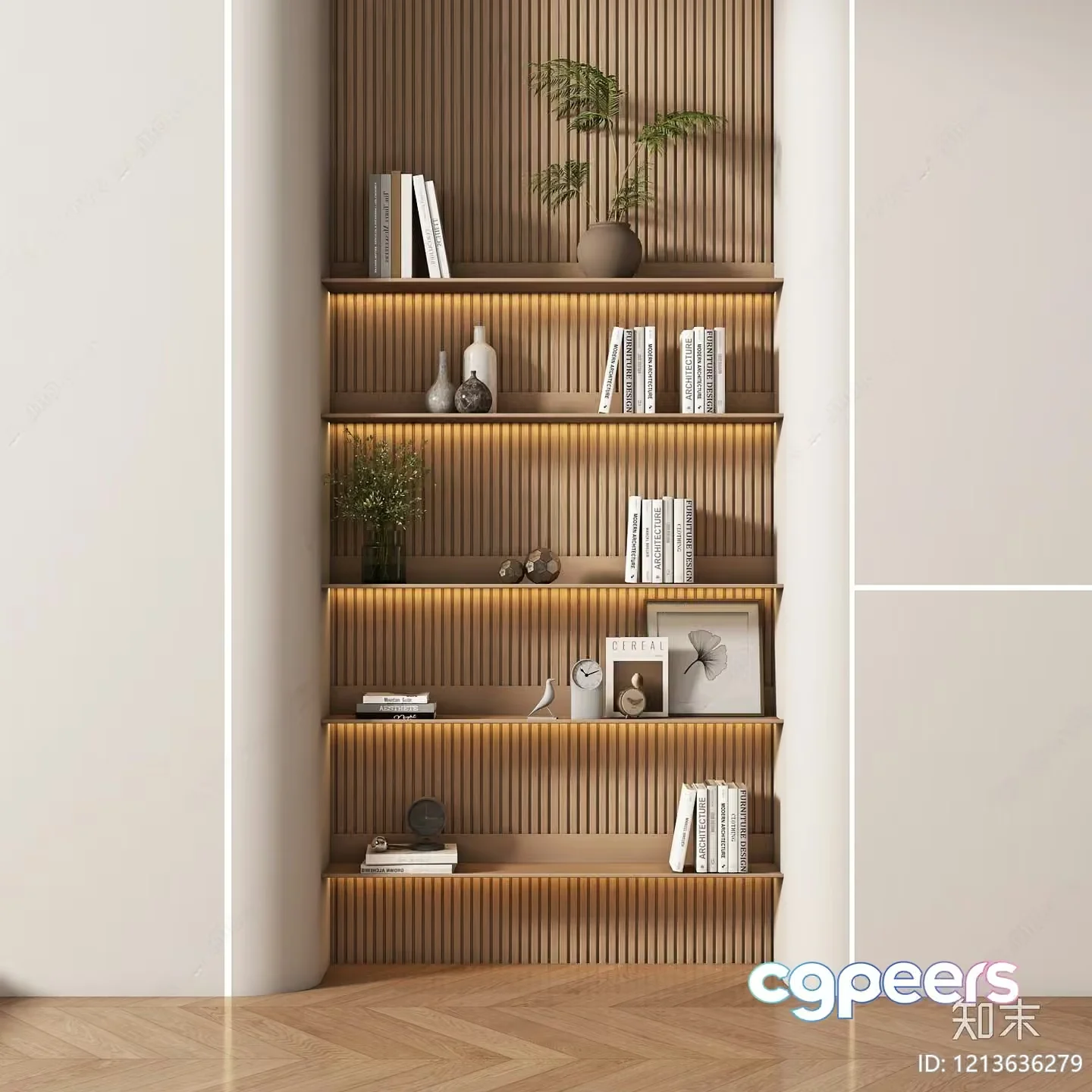 Modern Bookshelf 3D Model – 21897 – VRAY Render
