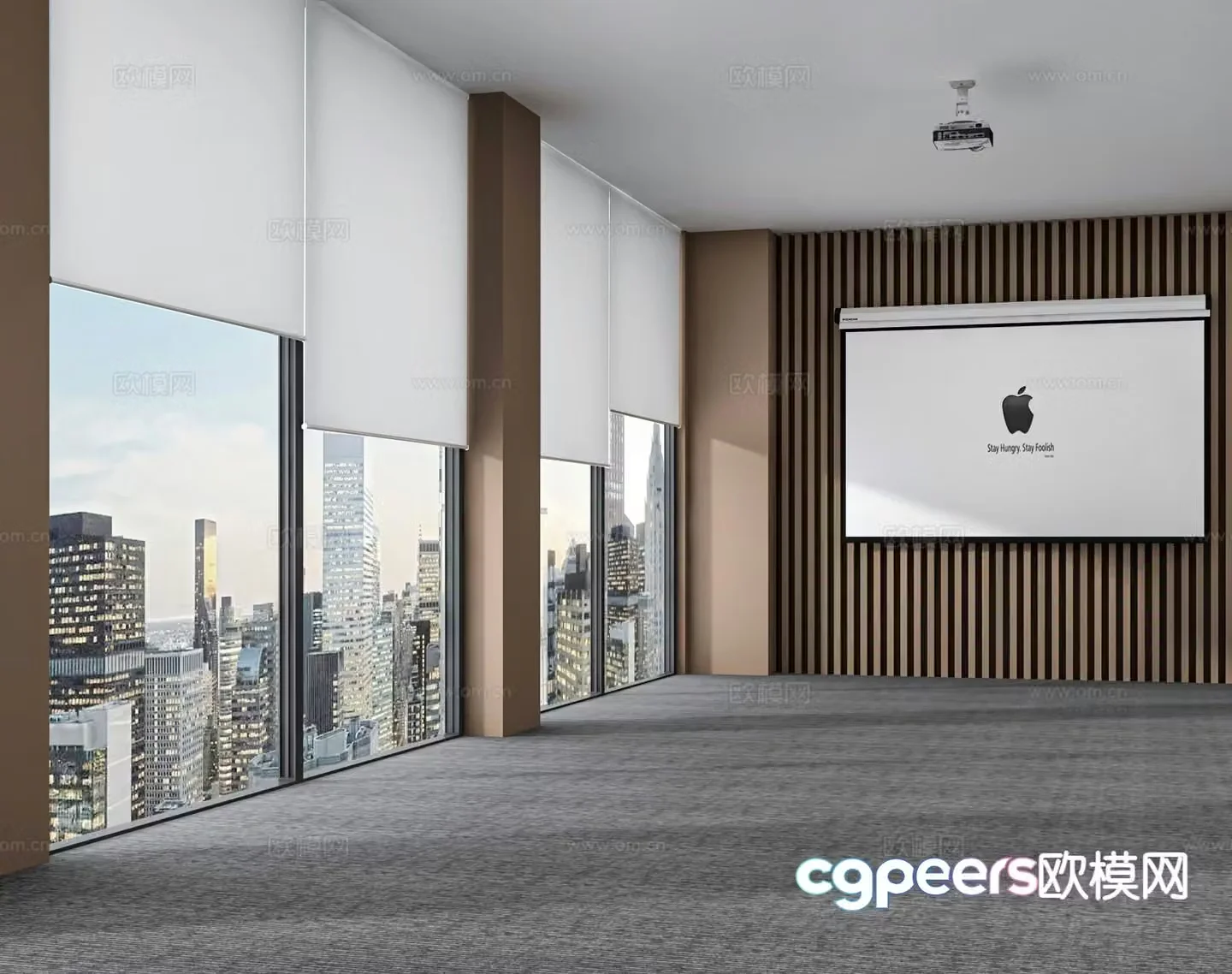 Office curtain wall roller blinds projection screen 3d model