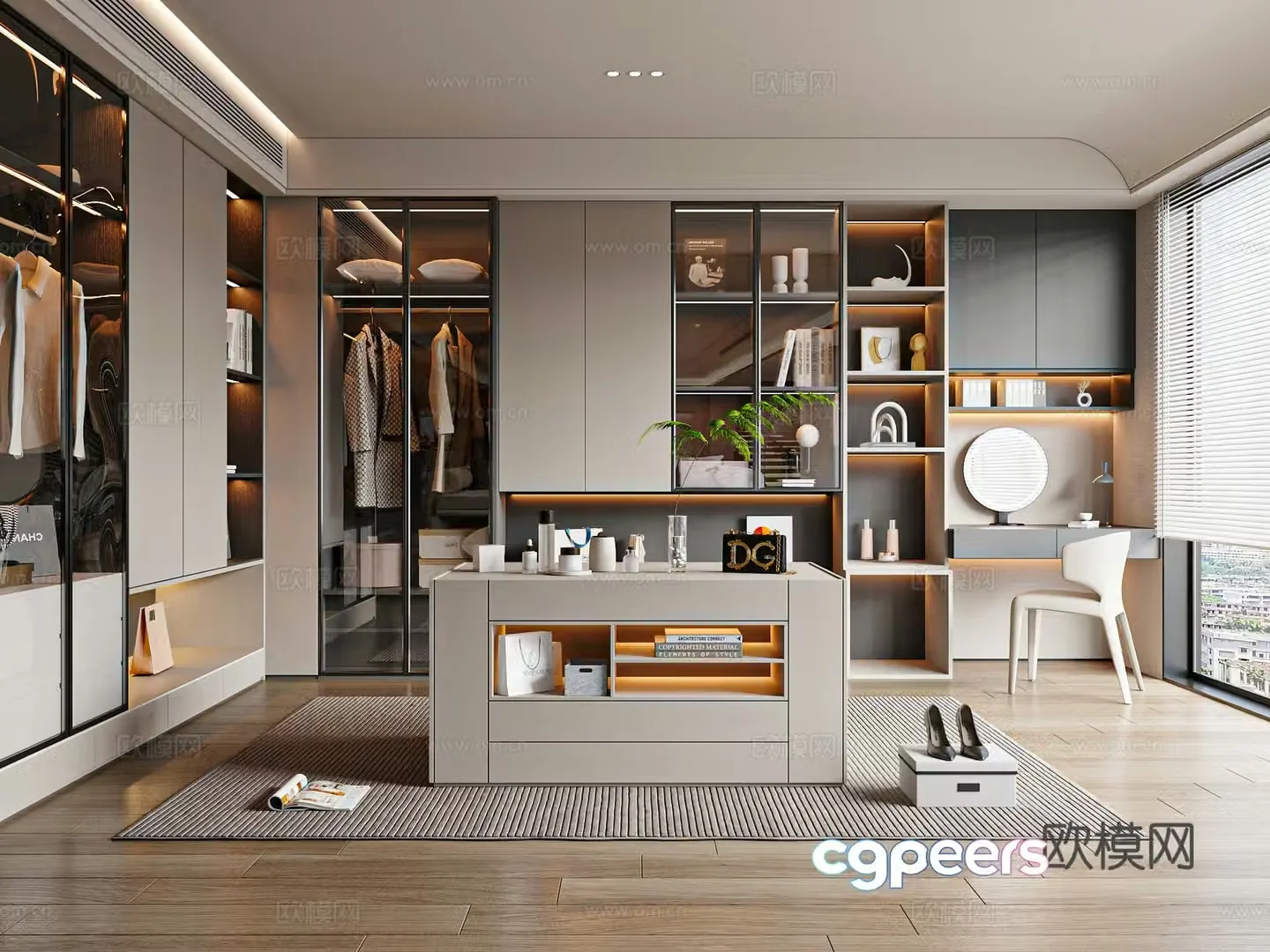 Modern cloakroom Dressing table Jewelry cabinet Wardrobe 3d model