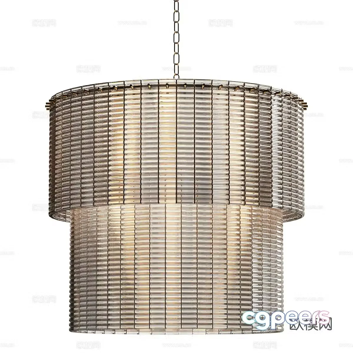 Modern light luxury rattan metal mesh decorative chandelier 3d model
