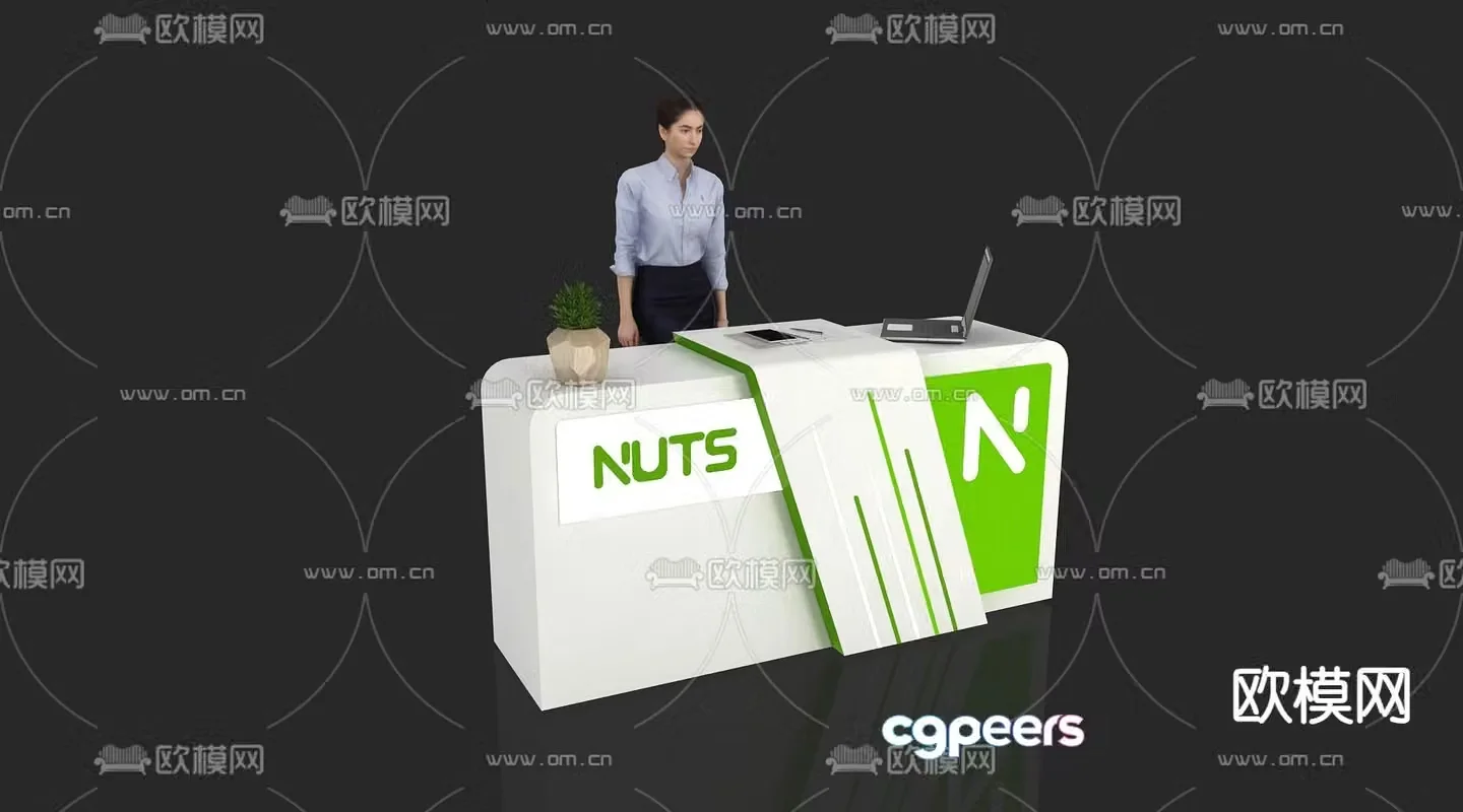 Modern reception desk front desk service desk information desk 3d model
