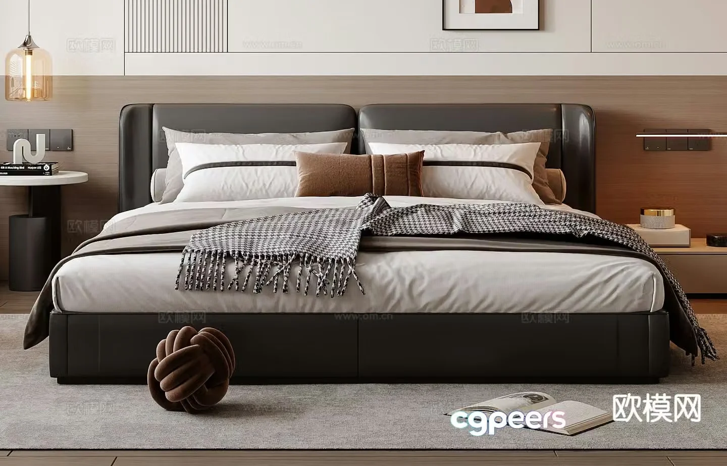 Italian double bed 3d model