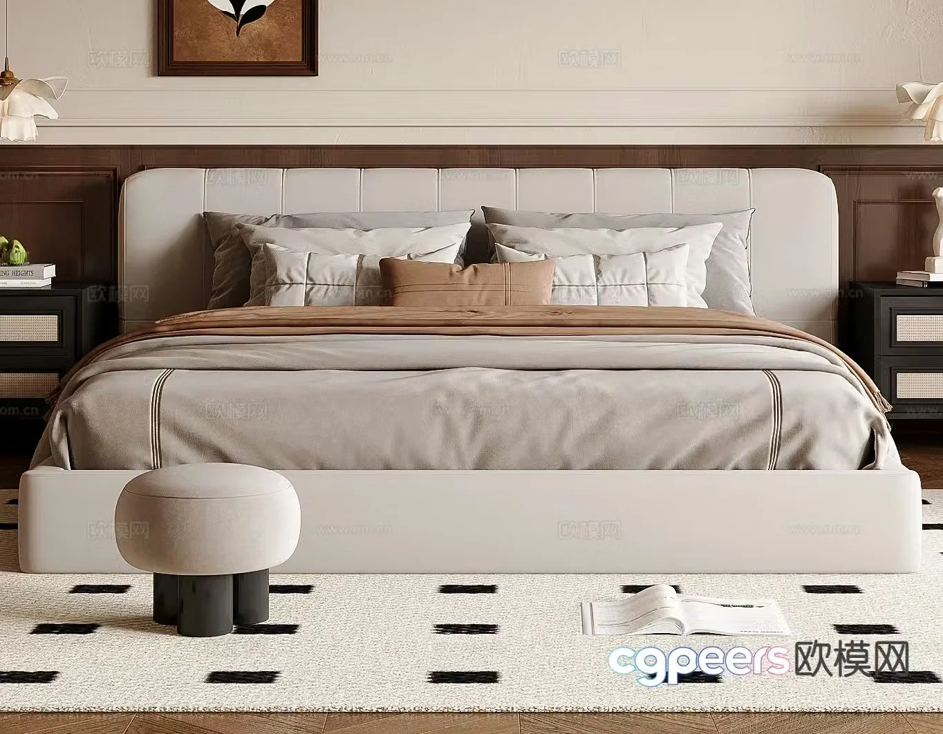 Medieval style double bed 3d model