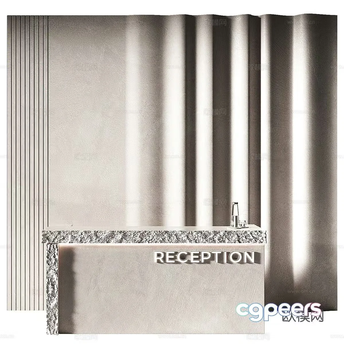 Modern Wasabi Front Desk Reception Desk 3D Model
