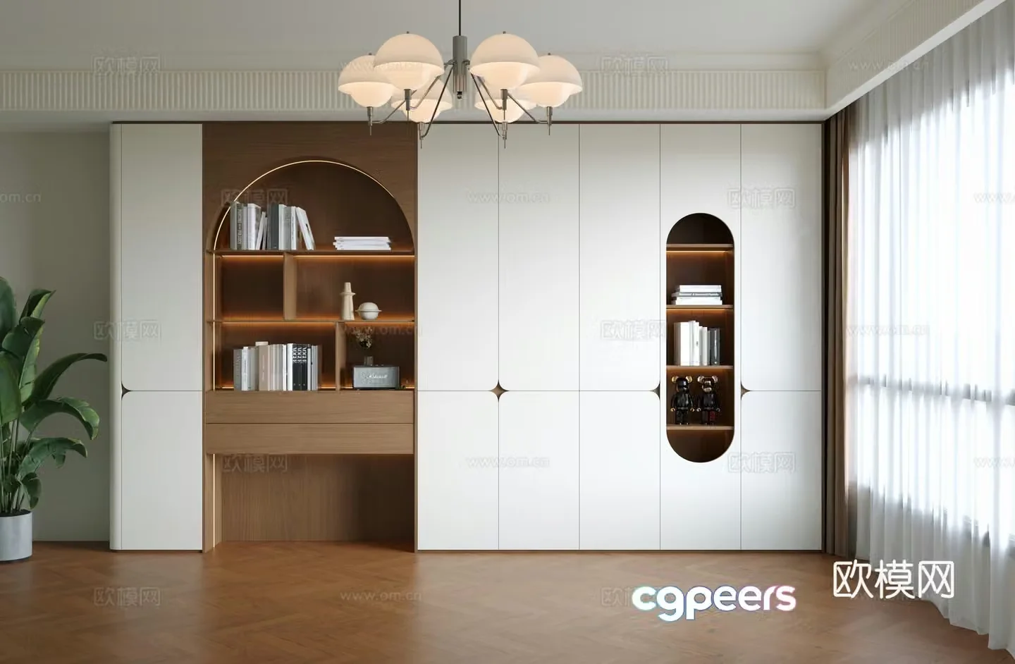 Medium style bookcase Modern bookcase Medium style end view cabinet Internet celebrity bookcase Living room full wall bookcase 3D model