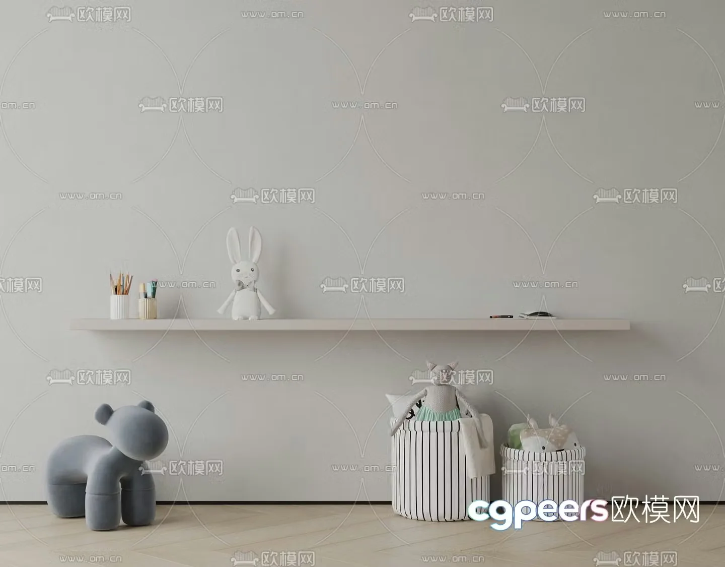 Modern children’s doll storage basket 3D model