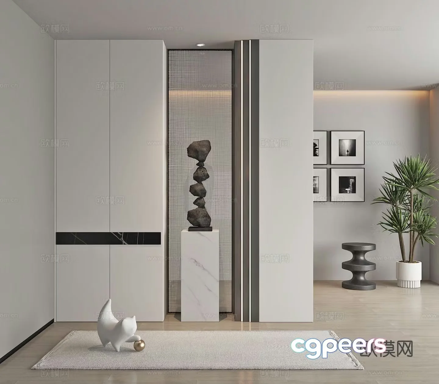 Modern porch cabinet shoe cabinet partition shoe cabinet 3d model