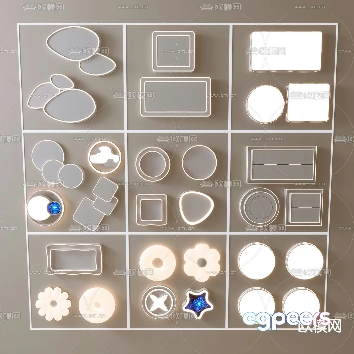 Geometric ceiling light Bedroom light 3d model
