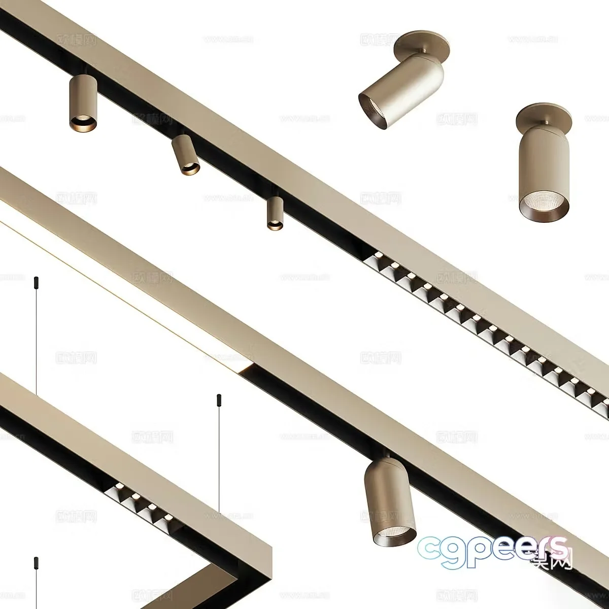 Modern Italian light luxury magnetic track light 3D model