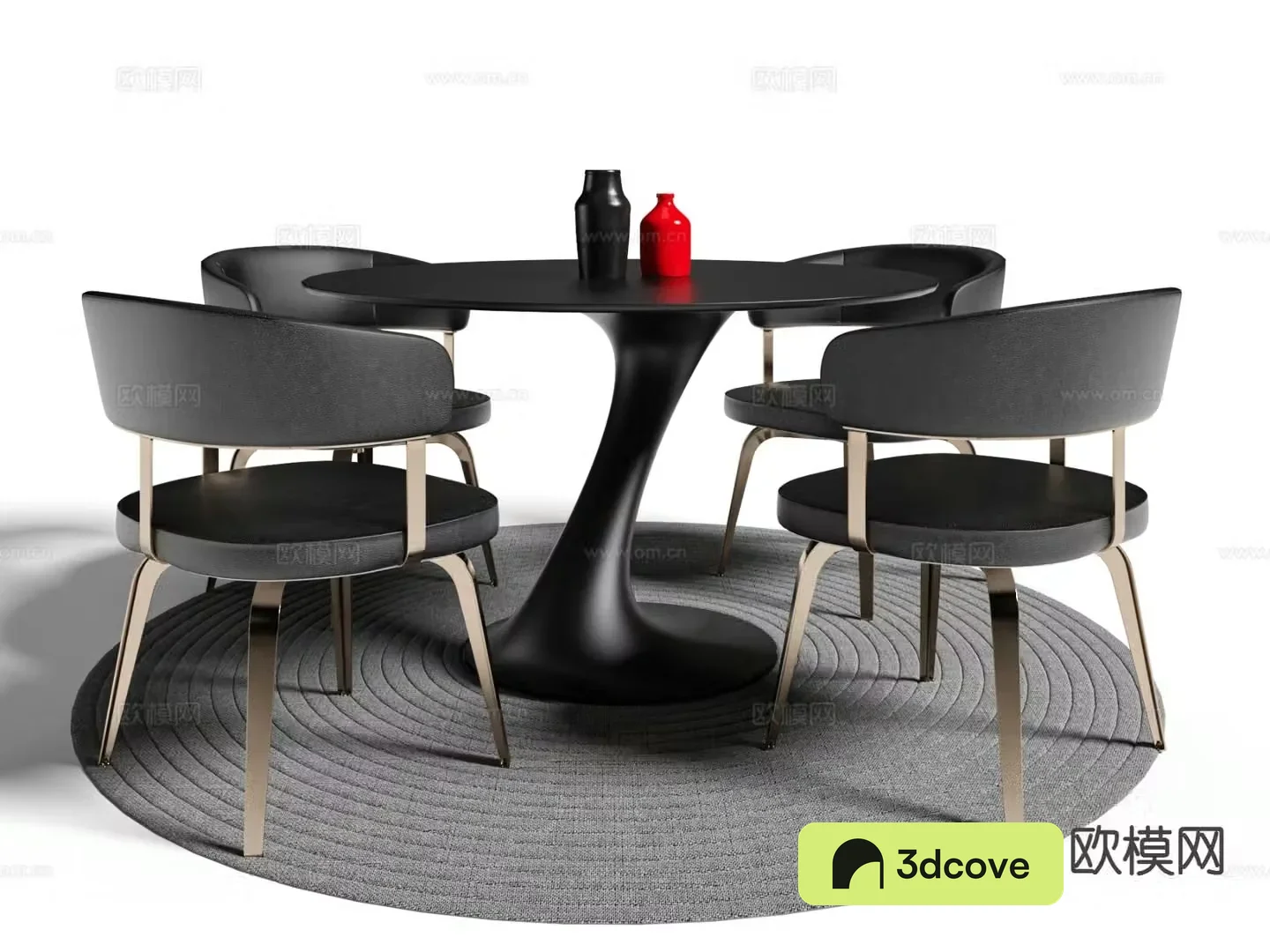 Modern round dining table and chairs