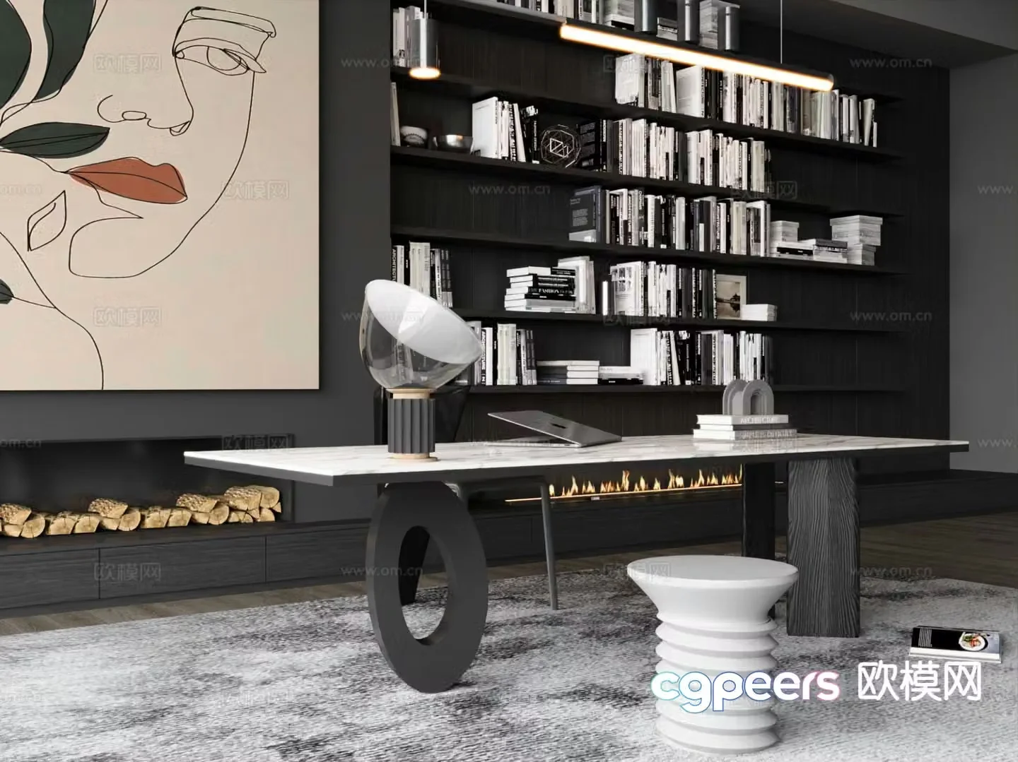 modern desk desk 3d model
