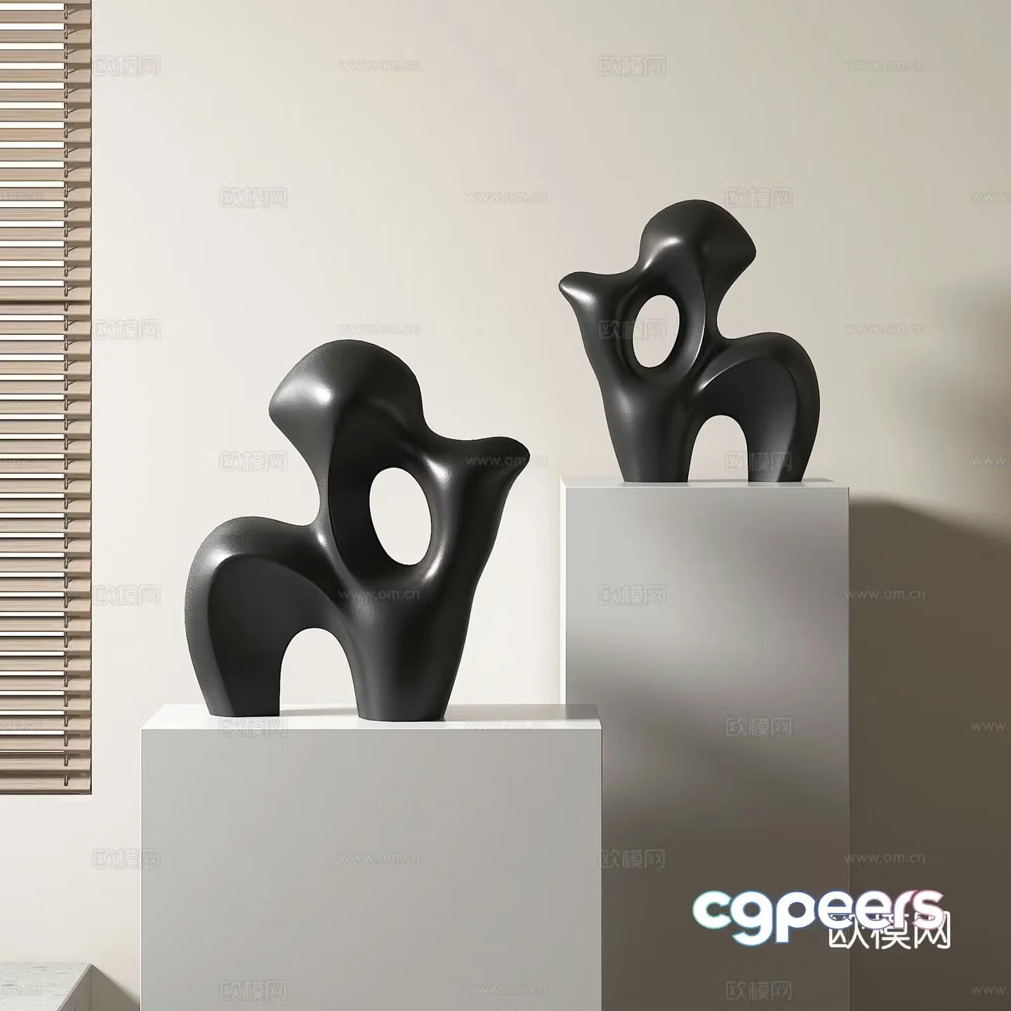 Modern abstract ornament dark sculpture 3d model