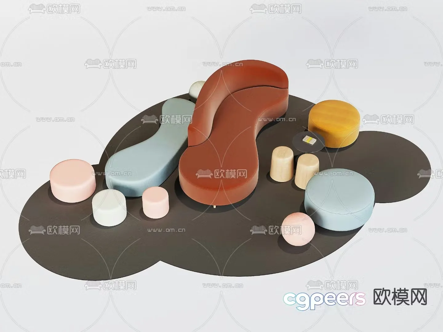 Special shaped sofa public sofa 3d model