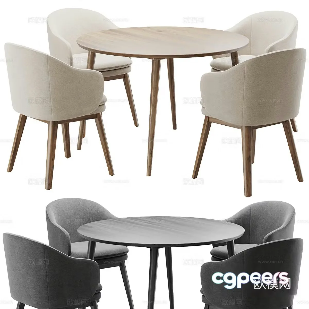 New Chinese round dining table and chair 3D model