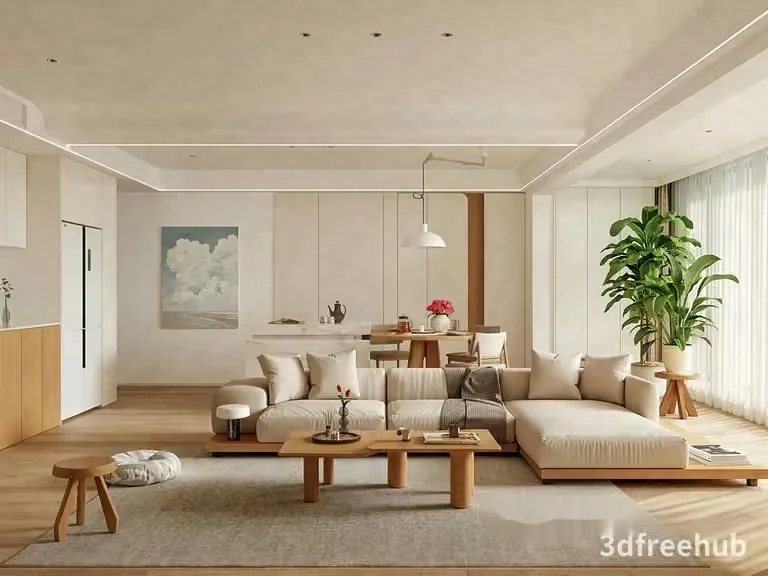 Modern Living Room 3D Model – 22261 – VRAY Render