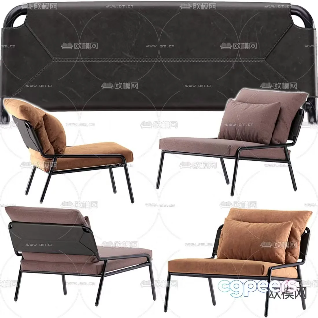 Meridiani modern fabric lounge chair 3d model