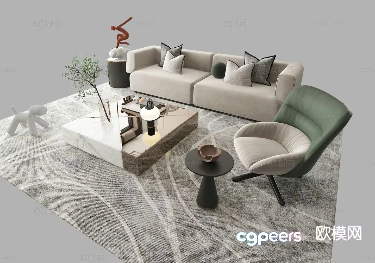 Modern sectional sofa 3d model