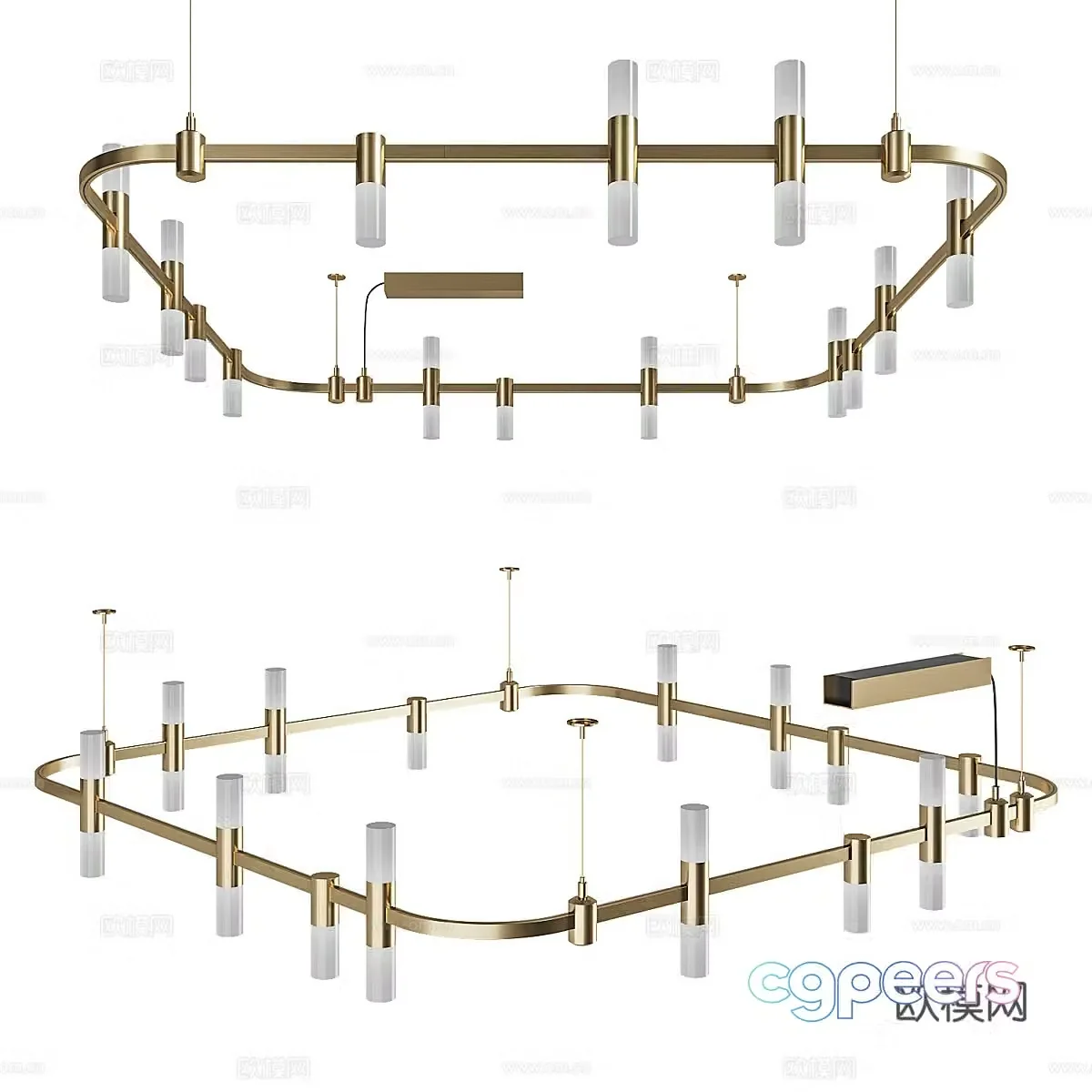 Modern light luxury minimalist metal craft chandelier 3D model
