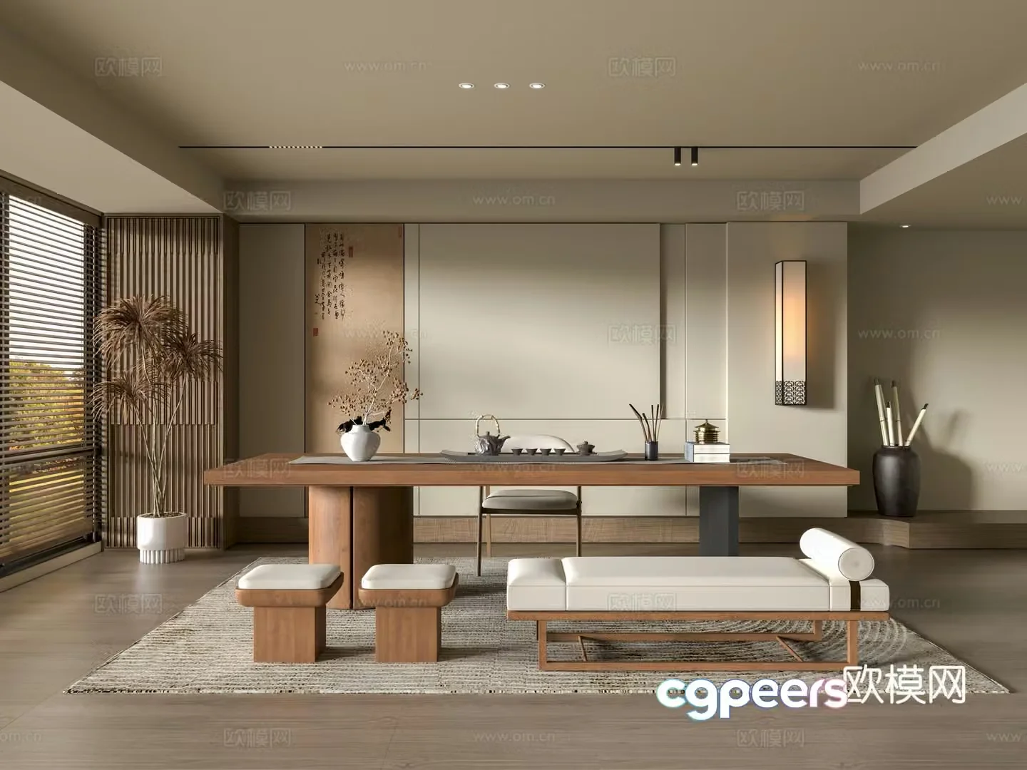 New Chinese style medieval style tea room Song style tea room 3D model
