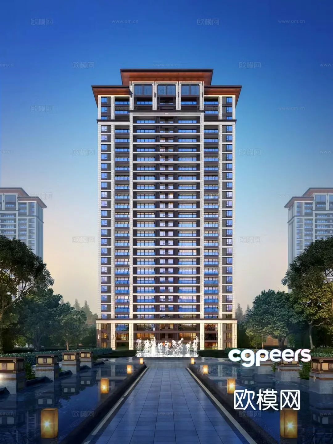 3D model of high-rise residential building exterior