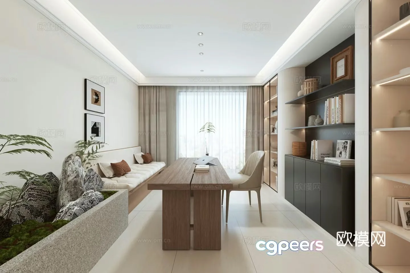 Modern minimalist living room 3d model