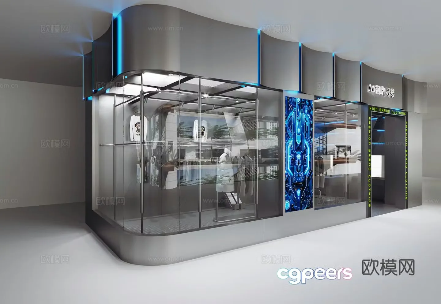 Modern trendy brand door front facade clothing store door front commercial space facade clothing store live broadcast room 3D model