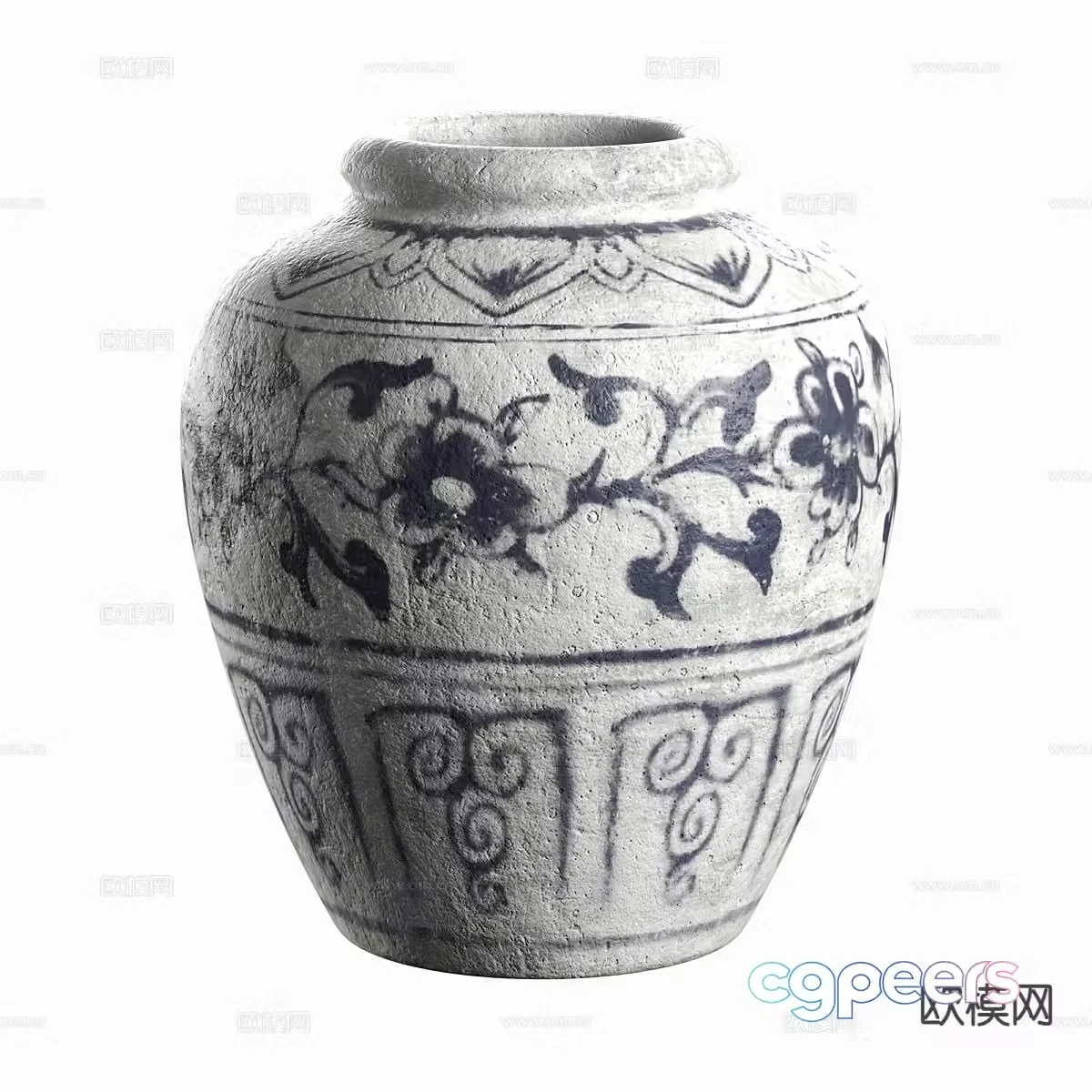 New Chinese style clay pot pottery 3d model