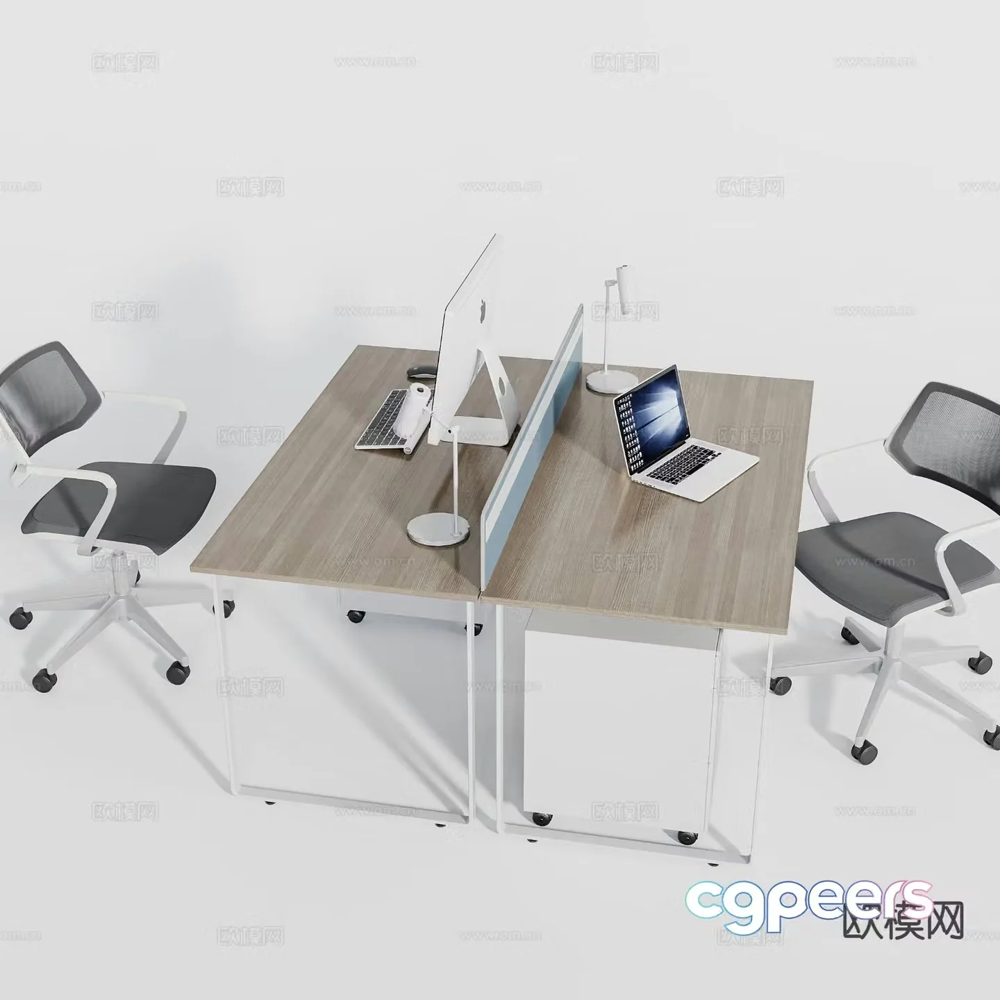 Card space desk work station post 3d model