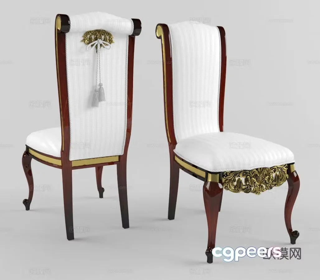 Neoclassical single chair dining chair 3d model