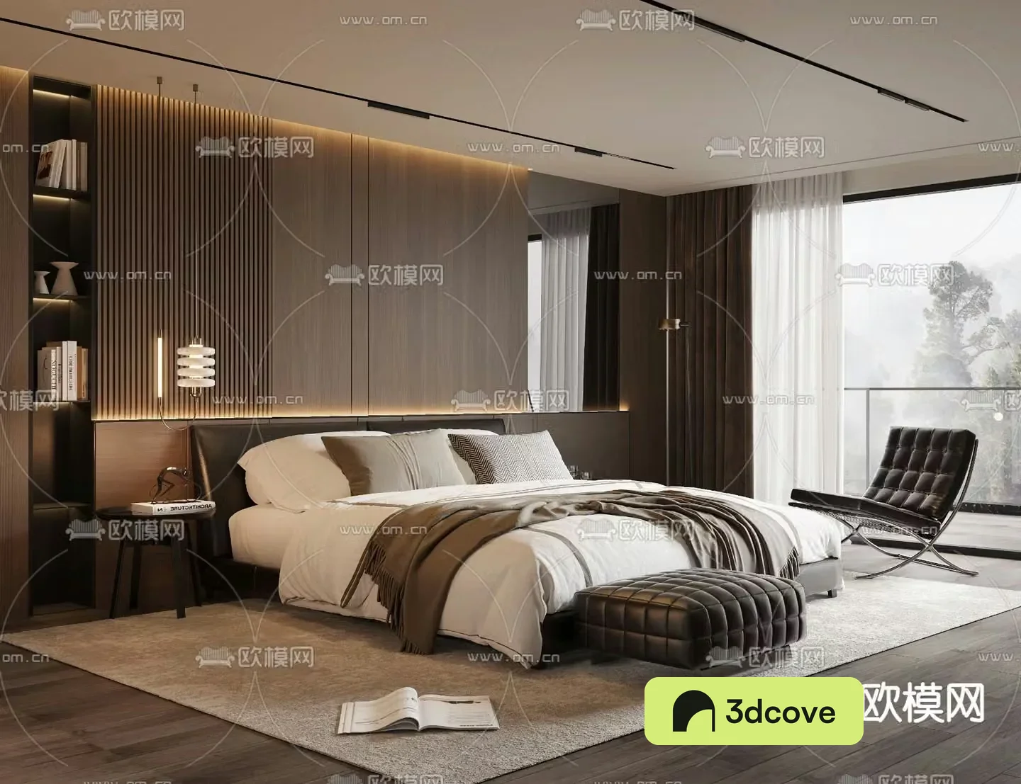 Leather double bed bedroom