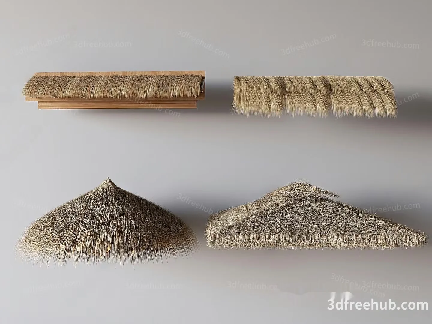 A 3D Rendering Of Thatched Roofs 3D Model – 19624 – VRAY Render