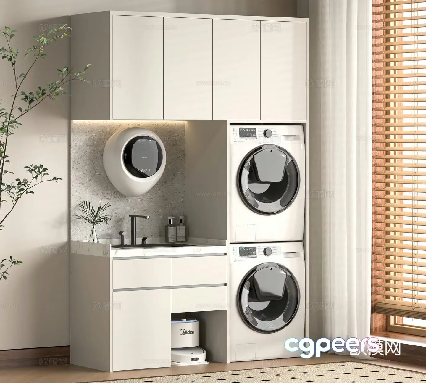 Modern washing machine cabinet 3d model