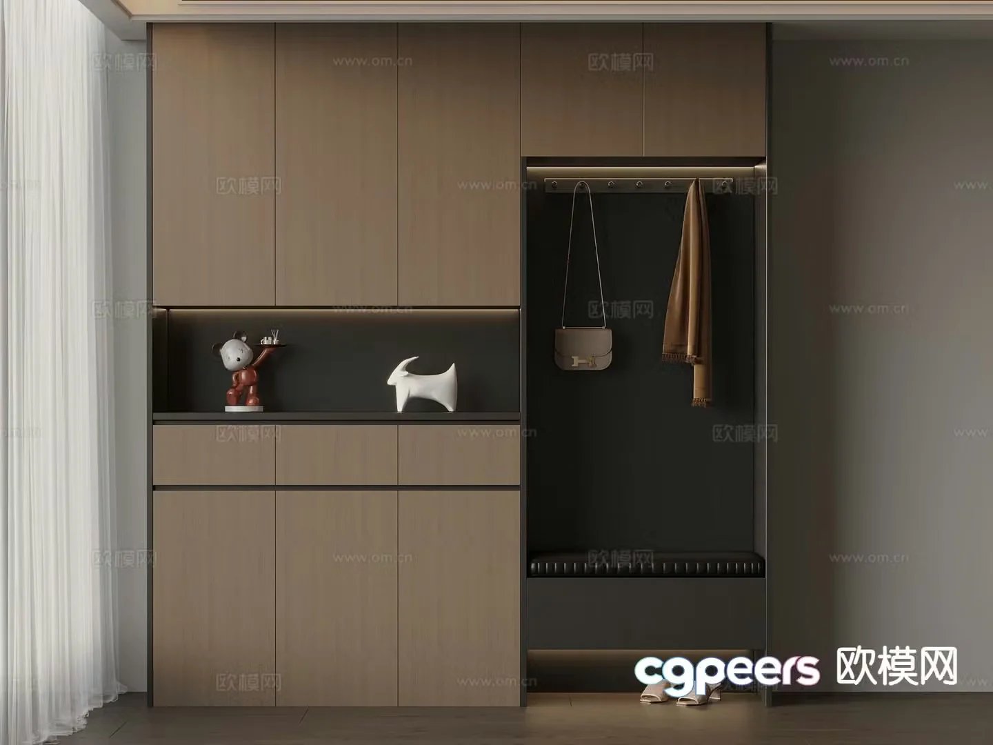 Italian style entrance shoe cabinet 3D model