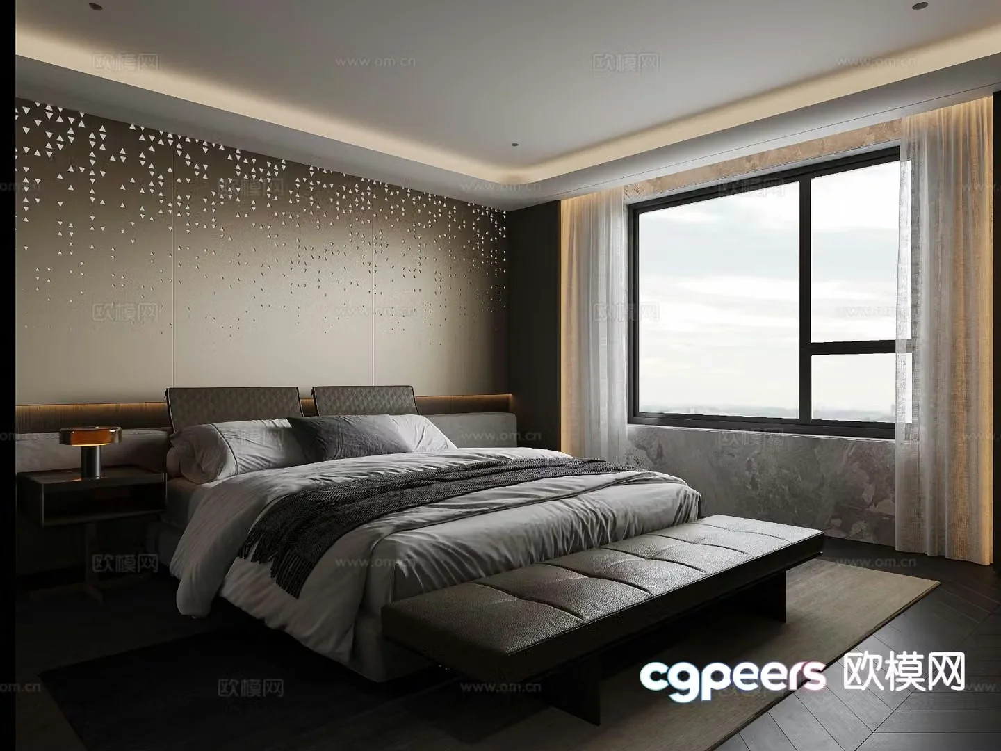 Italian double bed 3d model