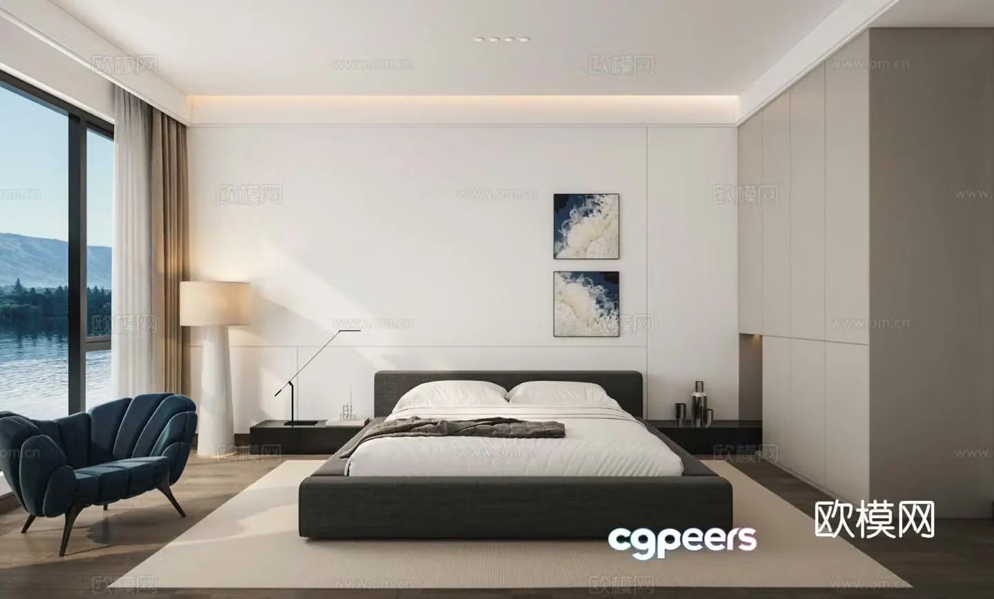 Modern bedroom master bedroom 3d model