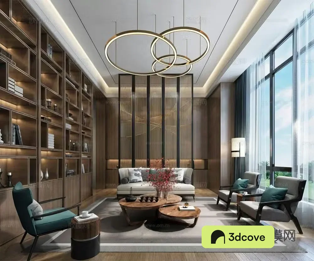 New Chinese style villa living room villa hall