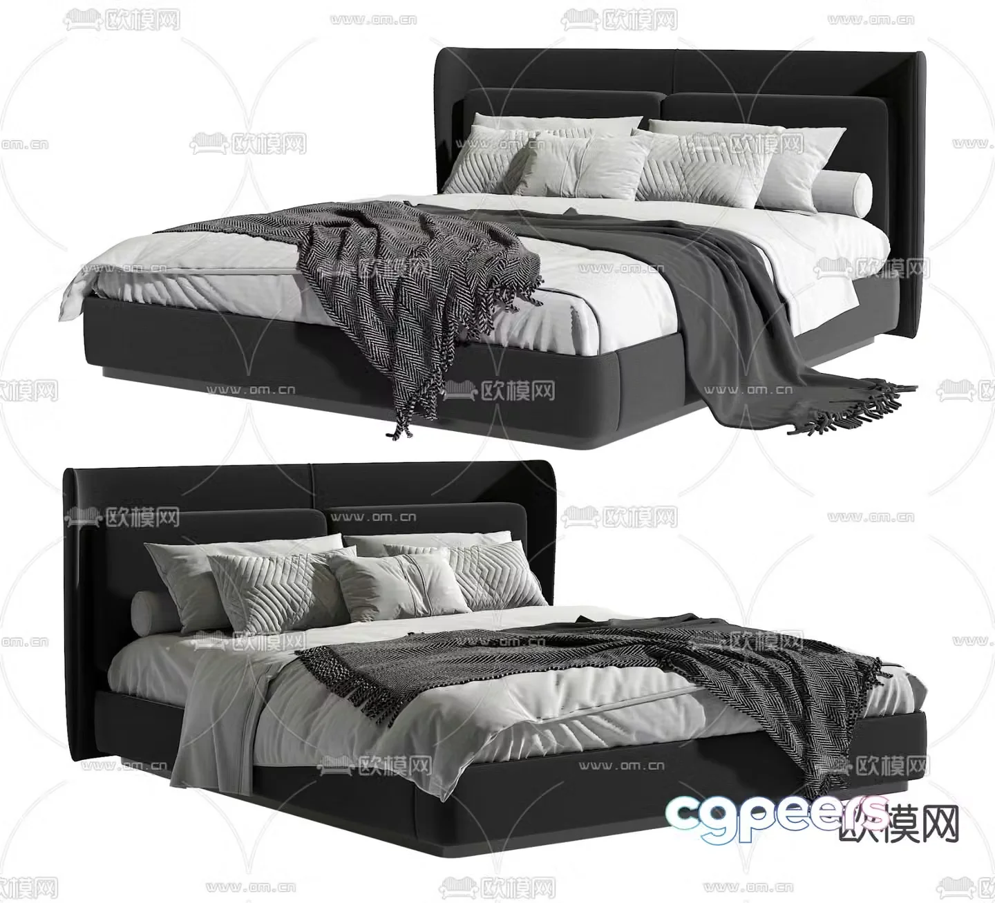 Minotti modern double bed 3d model
