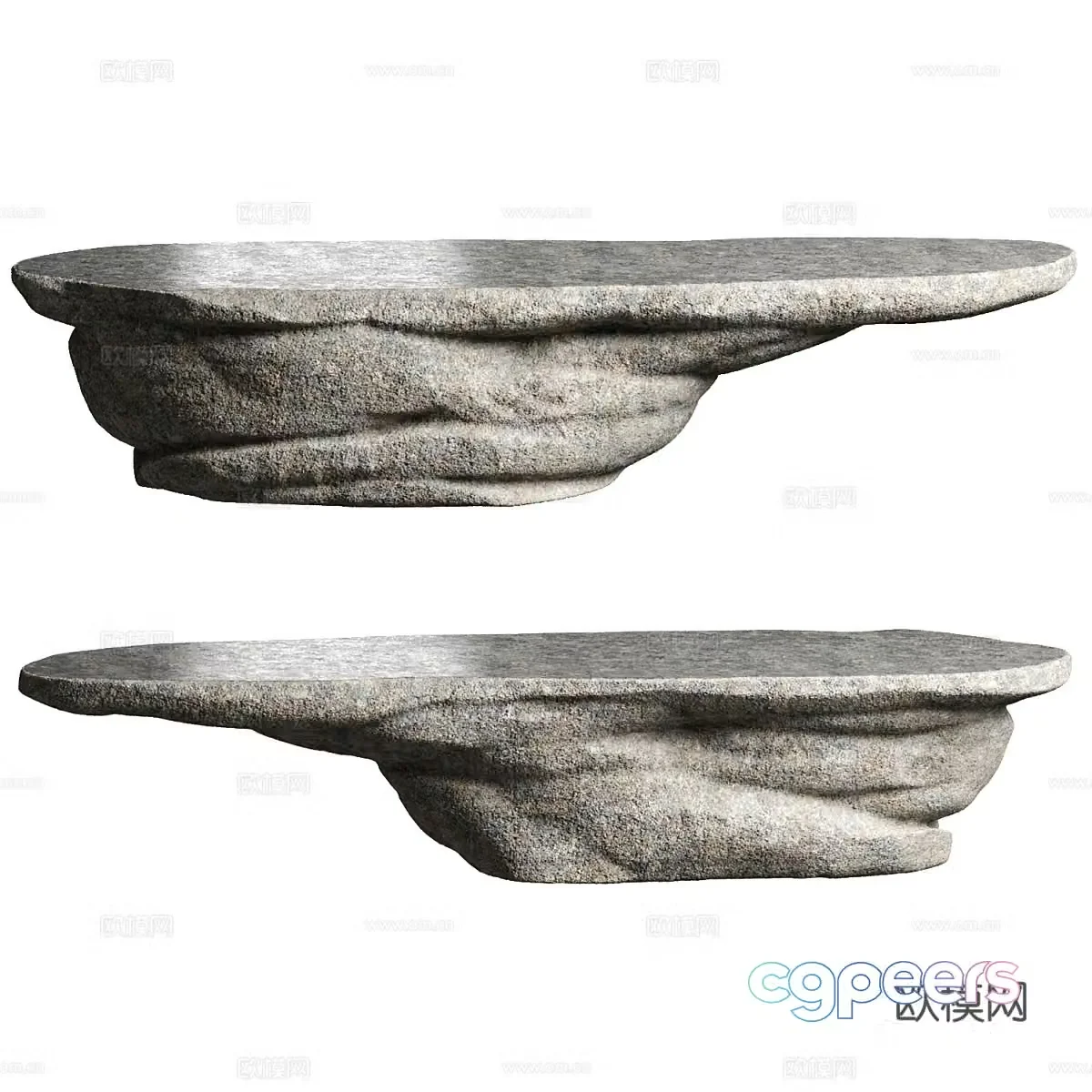 Modern Wasabi Stone Table Island 3D Model