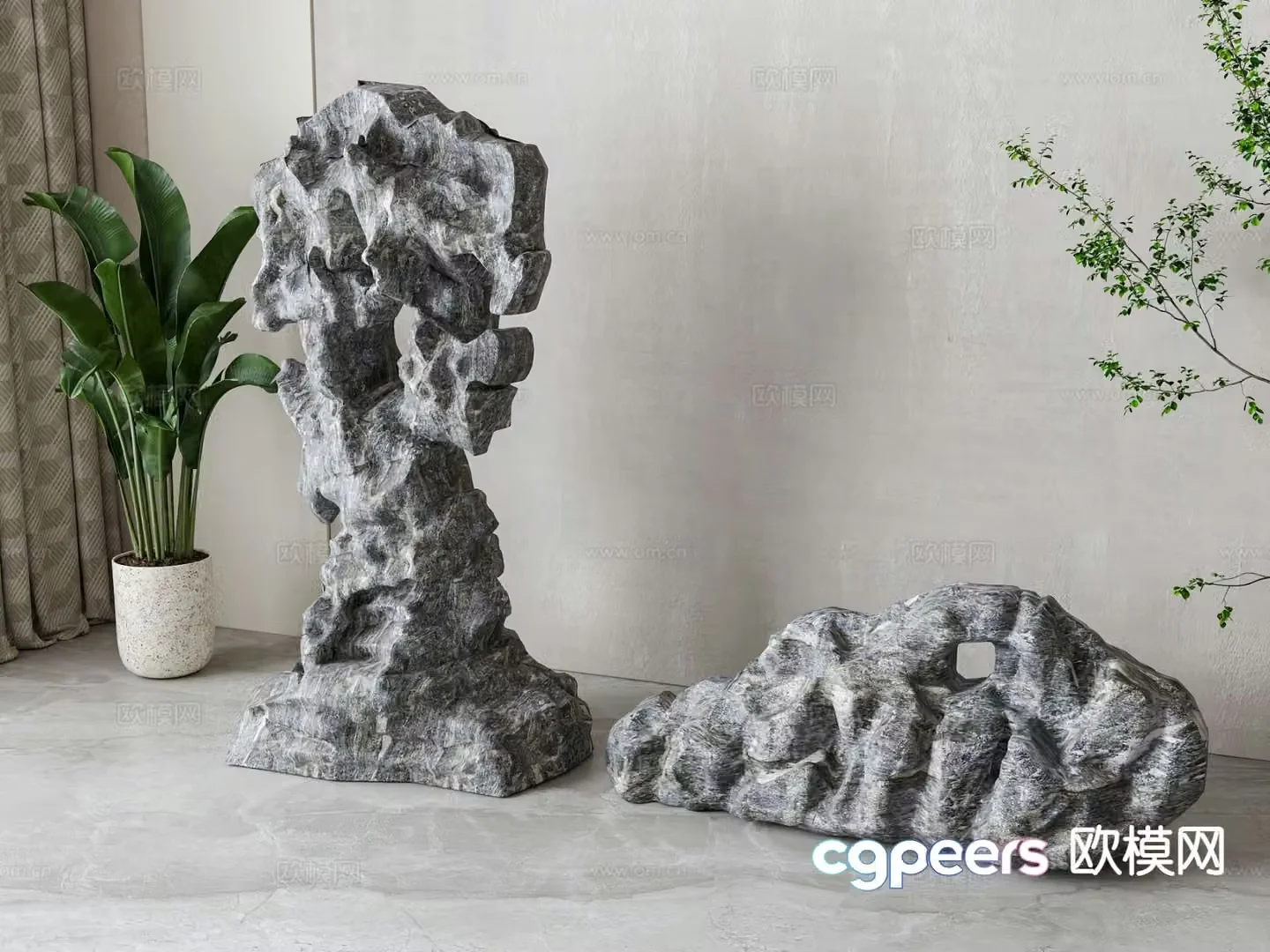 New Chinese style stone rockery landscape stone 3d model