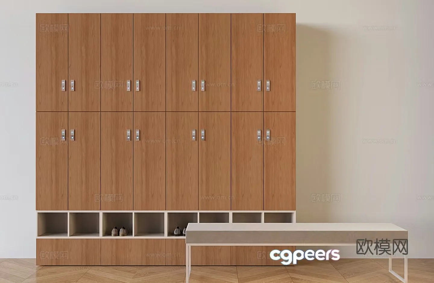 Log shoe cabinet locker shoe changing bench bench 3d model